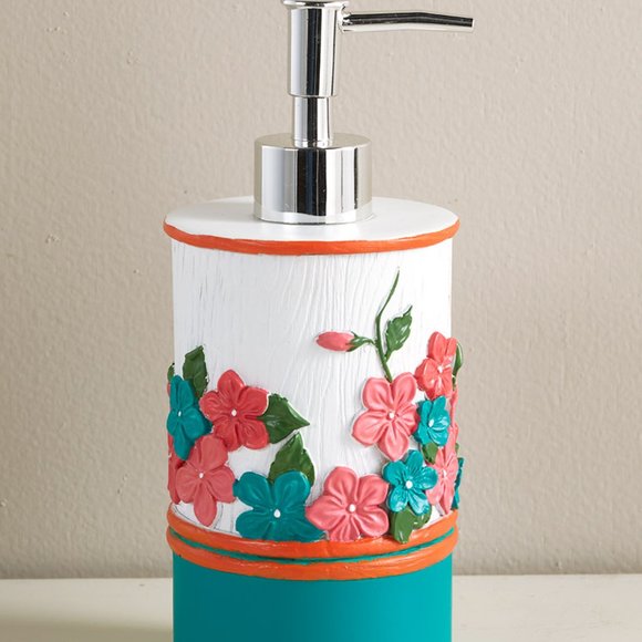 💐 Floral Ceramic Soap Pump NEW - Picture 1 of 1